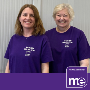 ME Association Purple T-Shirt with logo and strapline "Just one wish - make M.E. better"
