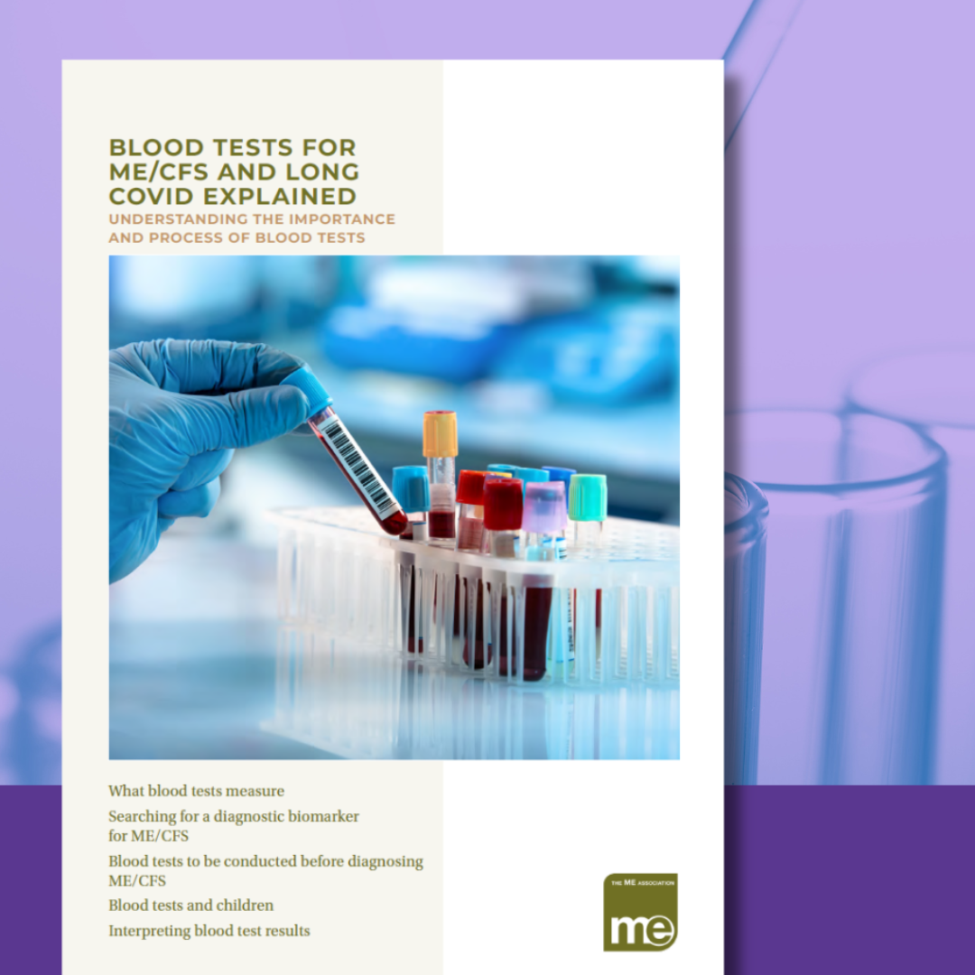 Blood tests leaflet cover with image of test tubes