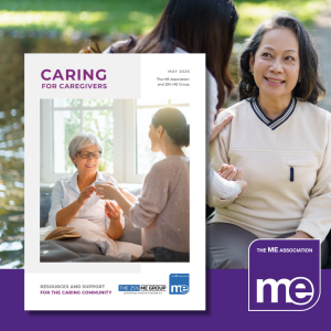 Careers booklet cover showing two image of a person helping somebody with daily tasks