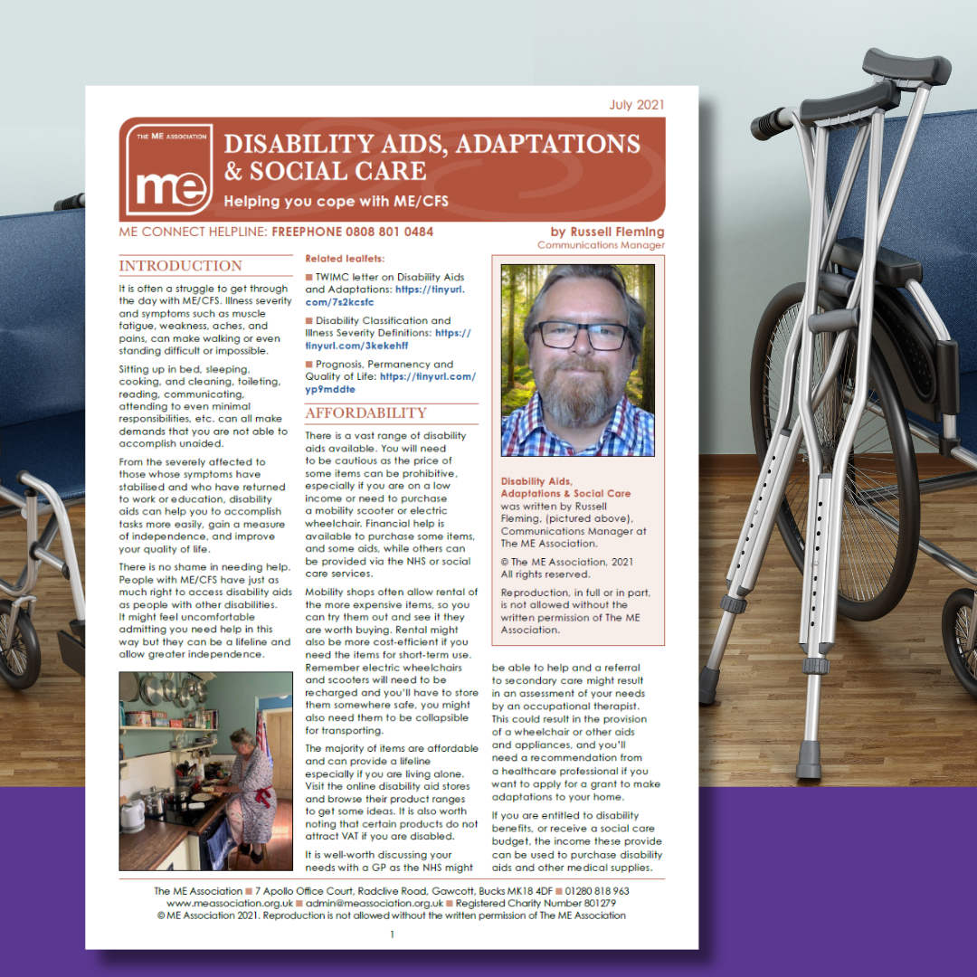 Disability aids and leaflet cover from the MEA