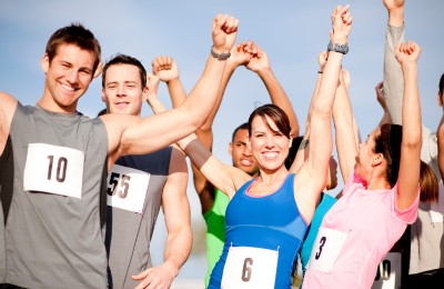 Fundraising group of runners after a race