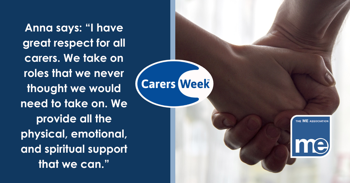 IMAGE DESCRIPTION: Photo for holding hands. Wording - Anna says: “I have great respect for all carers. We take on roles that we never thought we would need to take on. We provide all the physical, emotional, and spiritual support that we can.”