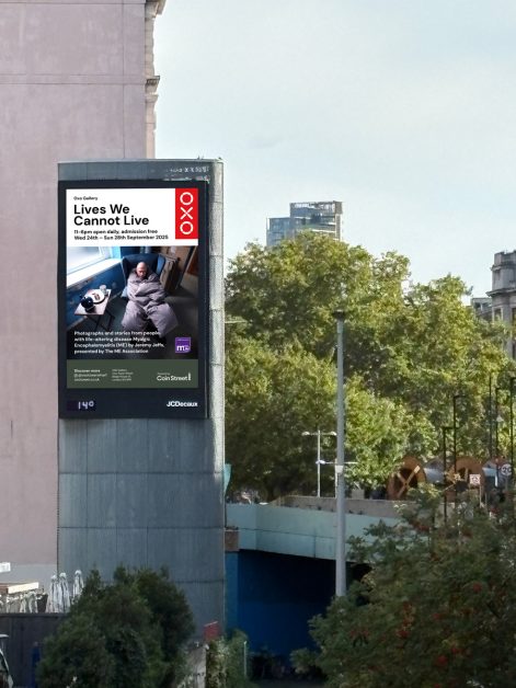 Lives We Cannot Live digital billboard on Waterloo Bridge