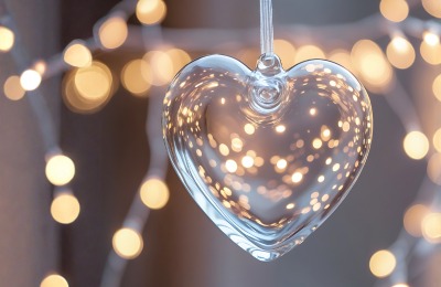 Glass heart with fairy lights