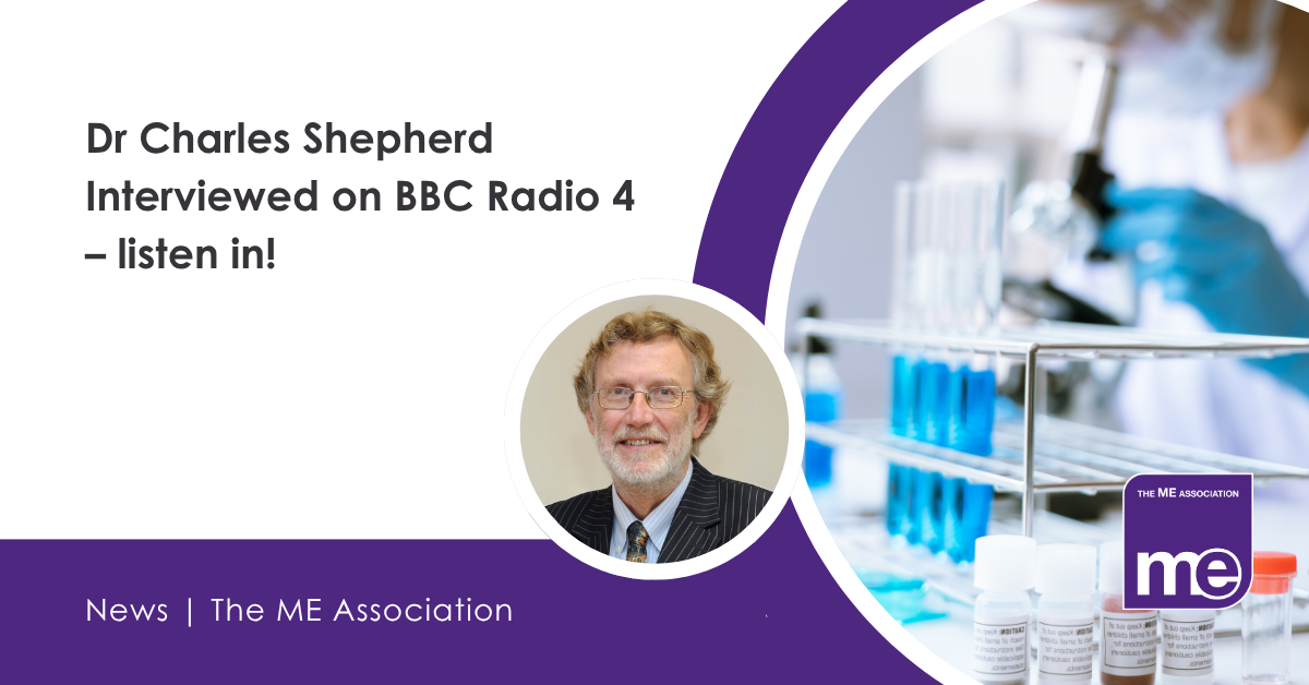 IMAGE DESCRIPTION: Photo of a scientist in a lab. Photo of Dr Charles Shepherd, MEA Hon. Medical Adviser. Heading - Dr Charles Shepherd Interviewed on BBC Radio 4 – tune in!