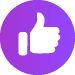Icon of thumbs up, showing following social media channels