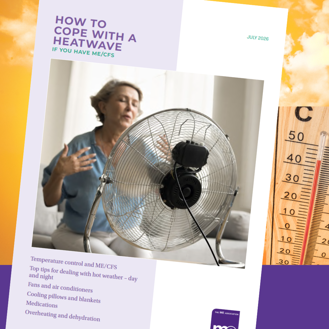 'How to Cope with a Heatwave' document cover and image showing woman using a fan, a thermometer reading nearly 40 centigrade and a sunny day