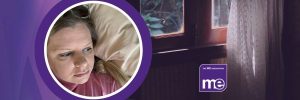 IMAGE DESCRIPTION: Photo of Hailee lying in be. ME Association logo.