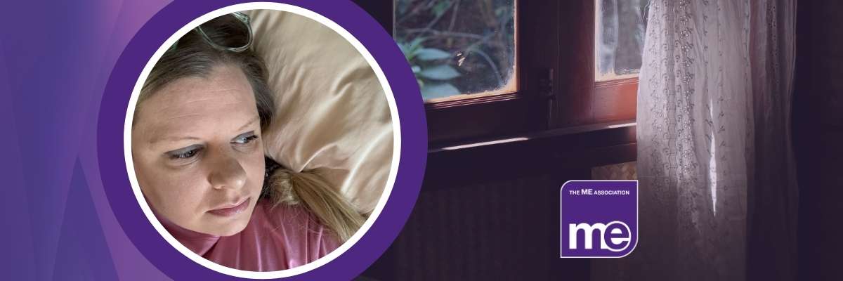 IMAGE DESCRIPTION: Photo of Hailee lying in be. ME Association logo.
