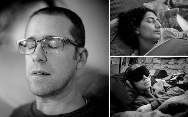 Photos by artist Jeremy Jeffs, featuring people with ME: Andrew, Shreya and Cerith