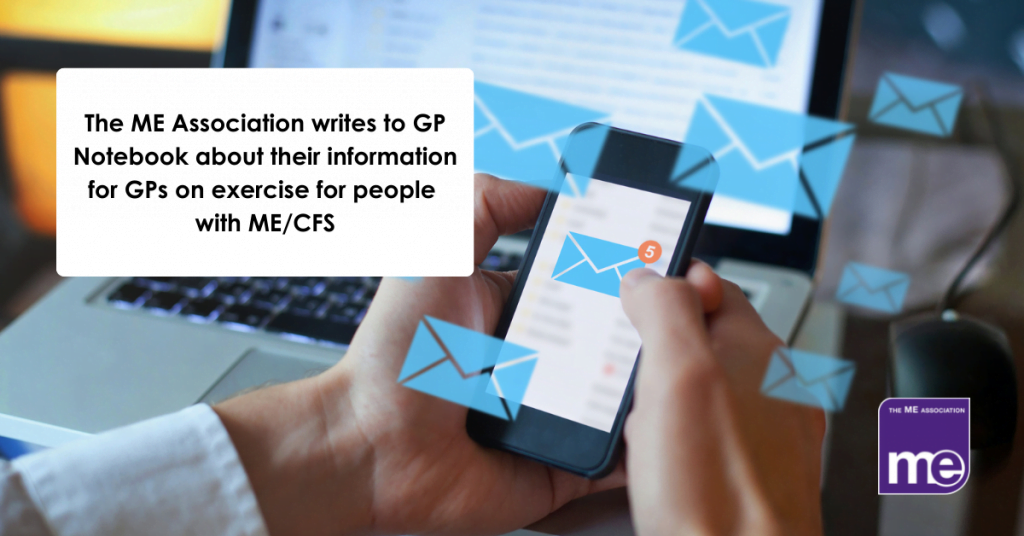 IMAGE DESCRIPTION: An image of a person holding a phone in front of a laptop with envelopes all around representing email. The image includes the title with the ME Association logo (bottom right)