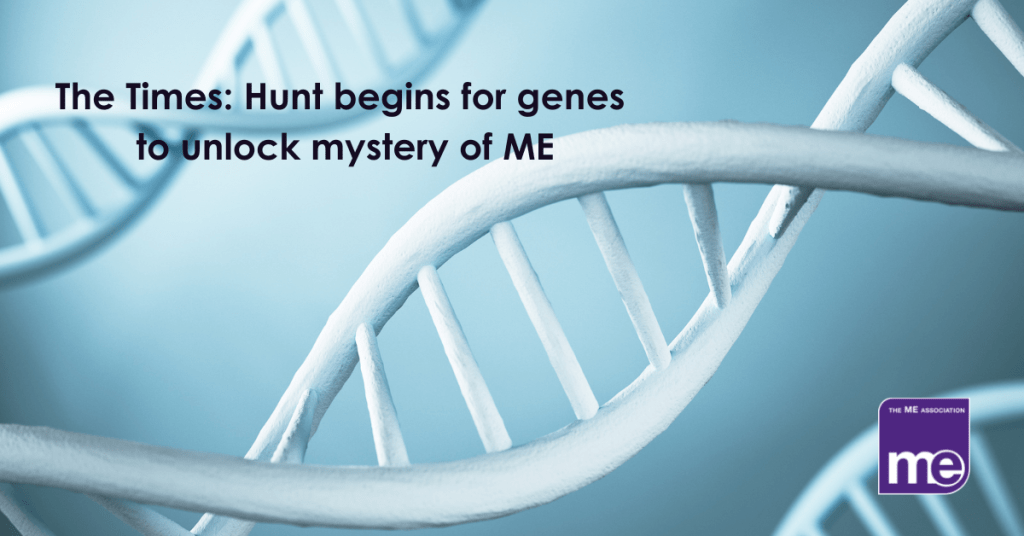 IMAGE DESCRIPTION: An image of DNA with the title (top left) and the ME Association logo (bottom right)