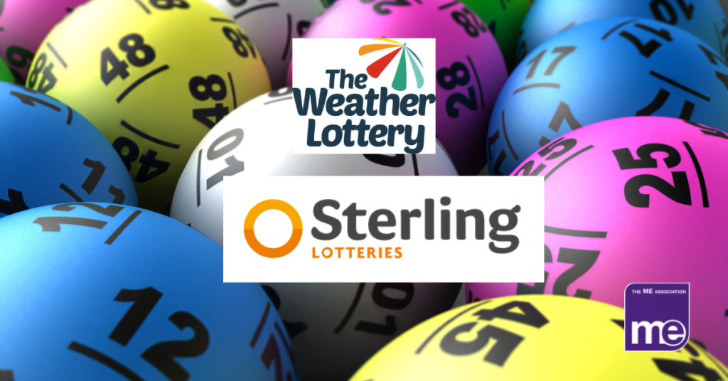 IMAGE DESCRIPTION: An image of lottery balls with the Weather Lottery and Sterling Lotteries logos. The ME Association logo (bottom right).