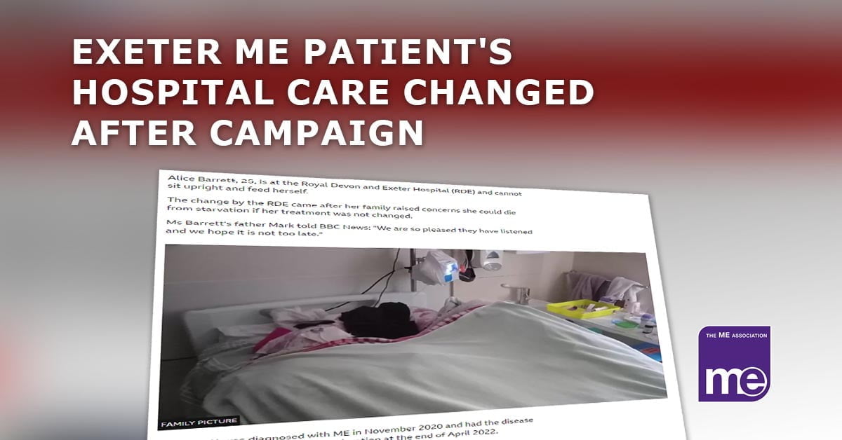 Exeter ME patient's hospital care changed after campaign