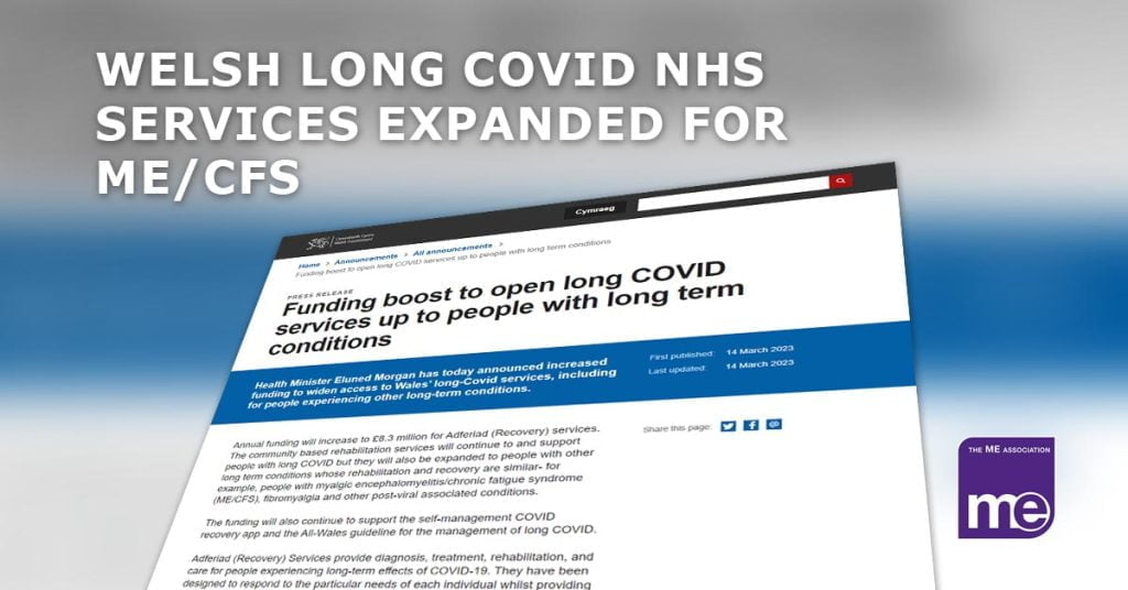 Welsh Long Covid NHS Services expanded for ME/CFS